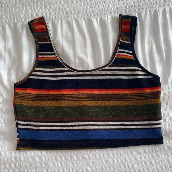 Wild honey multicolor crop stripe tank top size medium - Picture 3 of 11